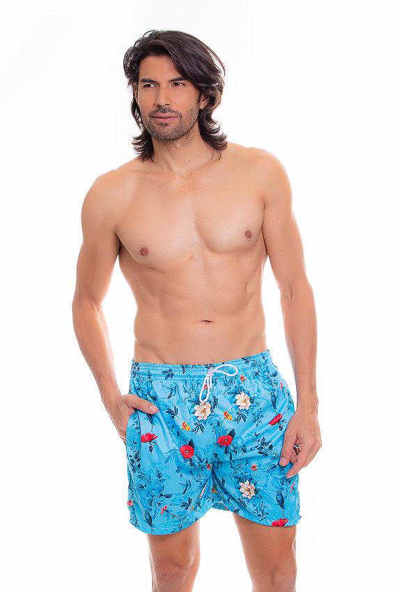 Pantaloneta de Hombre Roja y Azul | Men's Swim Trunks Quick Dry Shorts with Pockets - Piel Canela Vestidos de baño Colombia