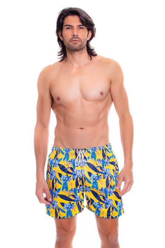 Pantaloneta de Hombre Amarilla | Men's Swim Trunks Quick Dry Shorts with Pockets