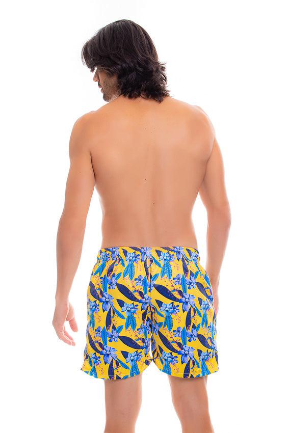 Pantaloneta de Hombre Amarilla | Men's Swim Trunks Quick Dry Shorts with Pockets - Piel Canela Vestidos de baño Colombia