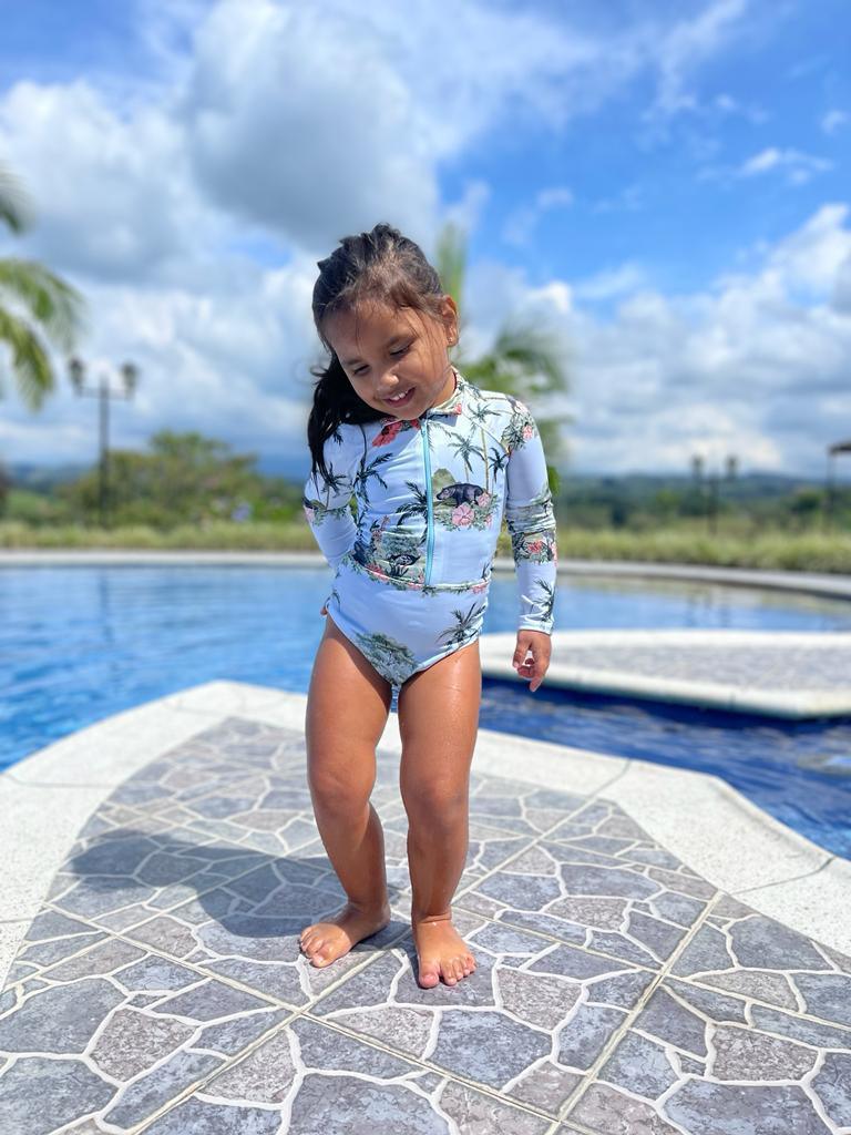 Vestido de baño para niña manga larga 0502  | Long  Sleeve Swimwear 0502